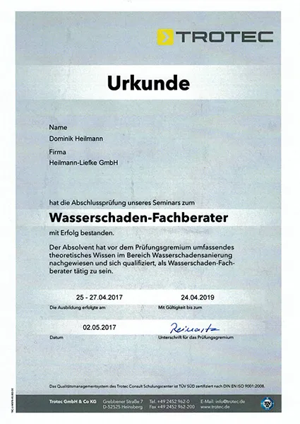 Heilmann Liefke Weiterbildungszertifikat 5